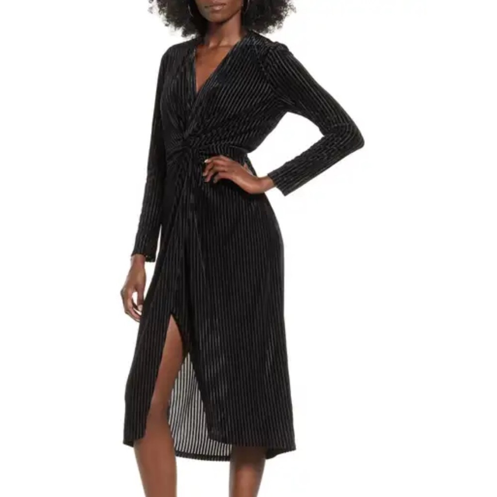 All in Favor Black Ribbed Long Sleeve Dress